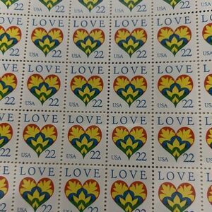 MNH 1987 Scott #2448 Colorful Heart Love 22 Cent Sheet of 100 Stamps